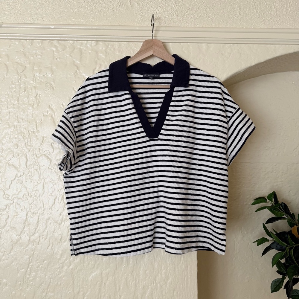Adrianna Papell Striped V-Neck Knit Top